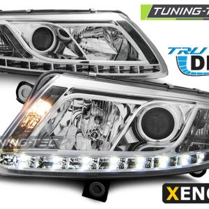 Faros XENON Real DRL CROMO para AUDI A6 C6 04.04-08