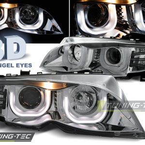 Faros ANGEL EYES 3D CHROME para BMW E46 09.01-03.05 S/T