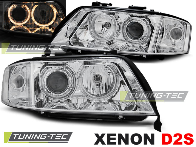 3768_0.jpg Faros XENON ANGEL EYES CROMO para AUDI A6 10.99-06.01
