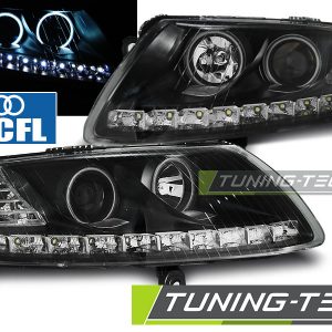 Faros ANGEL EYES LED NEGRO para AUDI A6 C6 04.04-08