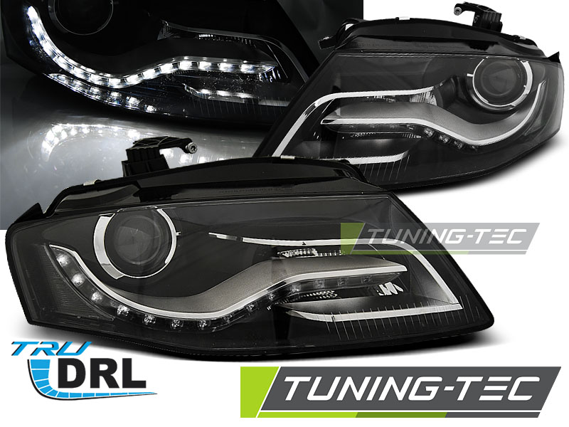 4453_0.jpg Faros Real DRL NEGRO para AUDI A4 B8 04.08- 11