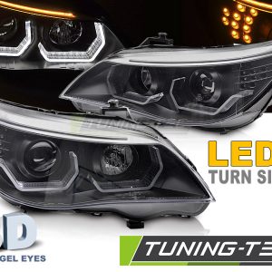 Faros ANGEL EYES LED 3D BLACK para BMW E60 E61 03-07