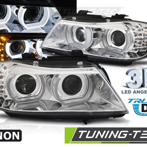 Faros XENON ANGEL EYES LED DRL CHROME para BMW E90/E91 09-11