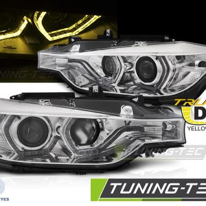 Faros ANGEL EYES YELLOW LED DRL CHROME para BMW F30/F31 11-15
