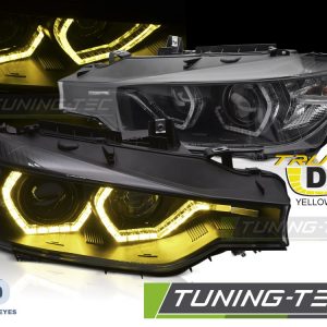 Faros ANGEL EYES YELLOW LED DRL BLACK para BMW F30/F31 11-15